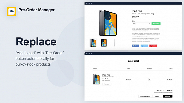 Photo 1 - E-commerce Shopify App - Pre-Order Manager